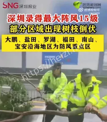 深圳已录得最大阵风15级